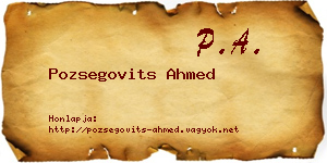 Pozsegovits Ahmed névjegykártya
